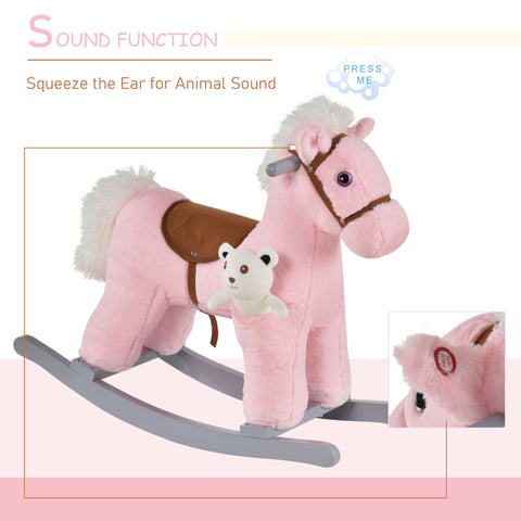 Kids Plush Rocking Horse Ride-On Toy with Sounds