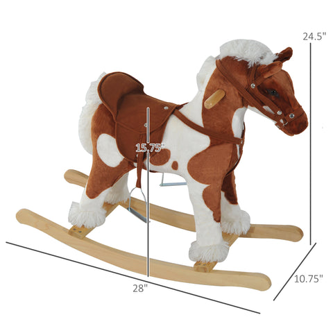 Kids Plush Rocking Horse Toy with Realistic Sound Effects