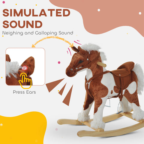 Kids Plush Rocking Horse Toy with Realistic Sound Effects