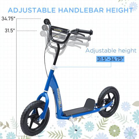 Adjustable Kids Kick Scooter with Big Wheels and Rear Brake