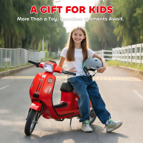 24V Electric Kids' Motorcycle with Rear Suspension, 3-Speed, Red