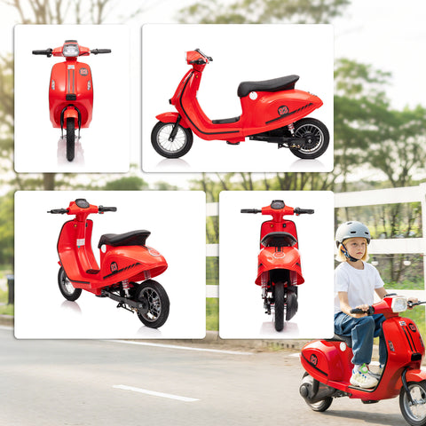 24V Electric Kids' Motorcycle with Rear Suspension, 3-Speed, Red
