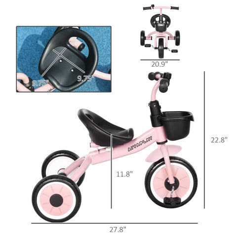 Kids' Tricycle for Ages 2-5 with Basket and Bell