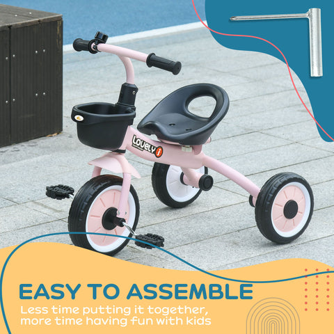 Kids' Tricycle for Ages 2-5 with Basket and Bell