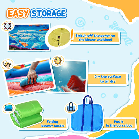 7-in-1 Inflatable Water Slide Castle Bounce House with 750W Blower
