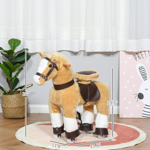 Plush Walking Ride-On Toy Horse for Kids Ages 3-8