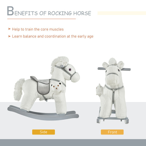 Plush Rocking Horse with Bear Toy and Realistic Sounds