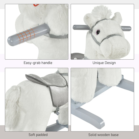 Plush Rocking Horse with Bear Toy and Realistic Sounds