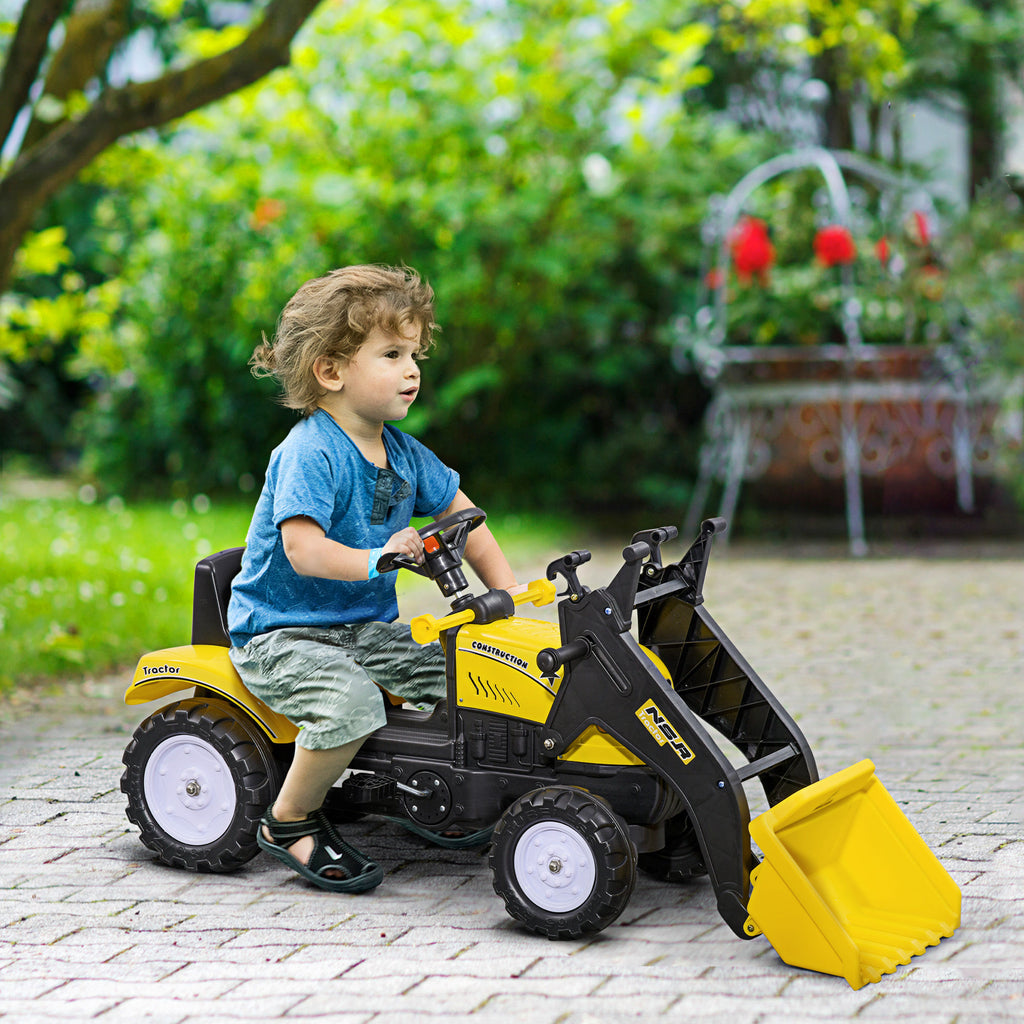 Kids Pedal Ride-on Excavator with Front Loader Digger