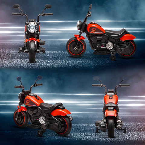 6V Kids Ride-On Motorcycle with Training Wheels and Headlight