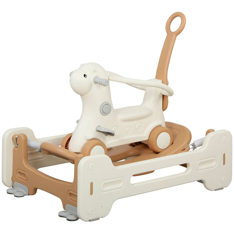 5-in-1 Kids Rocking Horse with Push Handle and Guardrails