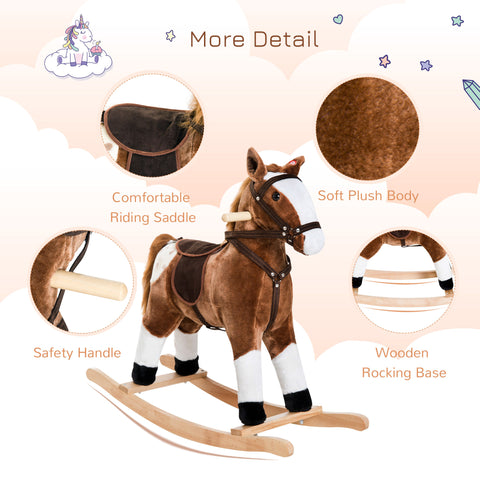 Kids Plush Toy Rocking Horse with Realistic Sounds