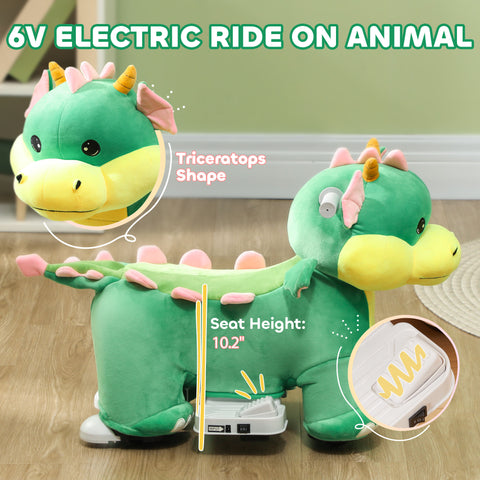 6V Battery Powered Electric Ride-On Triceratops Toy