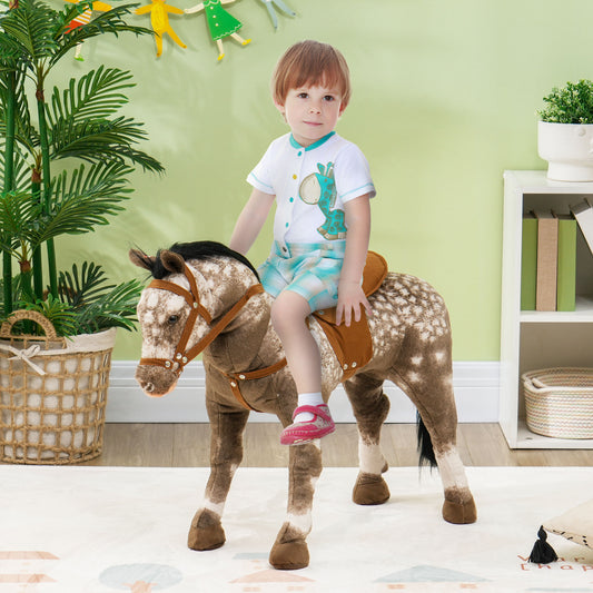 Kids Ride-On Horse Toy with Sound and Saddle for Ages 3-8