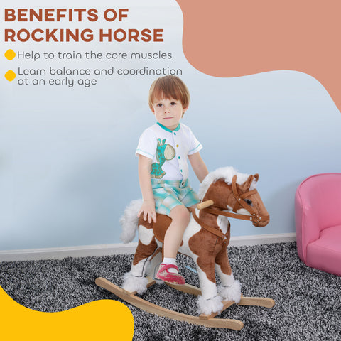 Kids Plush Rocking Horse Toy with Realistic Sound Effects
