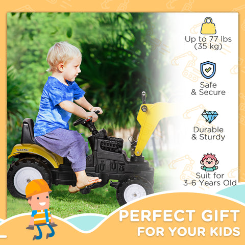 Kids Ride-On Excavator Pedal Digger Construction Truck with Horn
