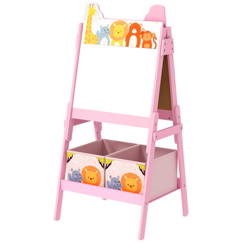 2-in-1 Double-Sided Kids Art Easel with Storage Boxes