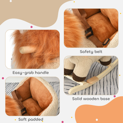 Plush Lion Rocking Horse with Sound and Seat Belt
