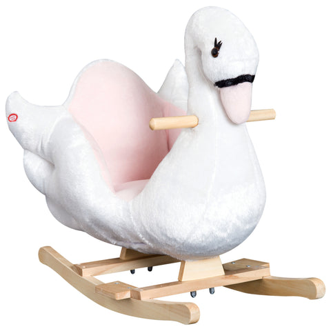 Plush Swan Ride-On Rocking Toy with Music for Toddlers