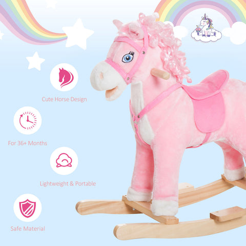 Kids Plush Rocking Horse Toy with Realistic Sounds