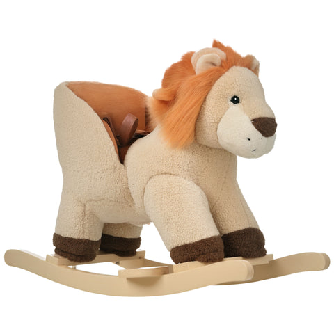 Plush Lion Rocking Horse with Sound and Seat Belt