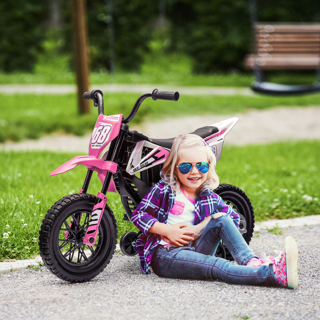 12V Kids Electric Motorcycle with Training Wheels and Twist Throttle