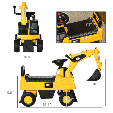 Kids Ride-On Excavator Construction Toy With Manual Shovel