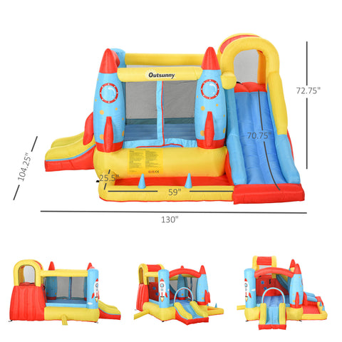 4-in-1 Inflatable Bounce House with Water Slide and Blower