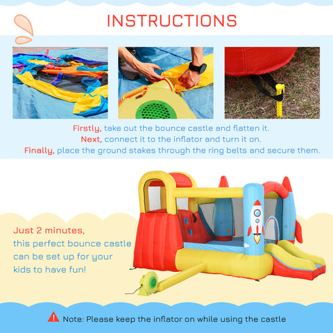4-in-1 Inflatable Bounce House with Water Slide and Blower