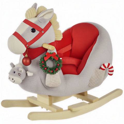 Plush Ride-On Rocking Horse Toy with Music for Toddlers