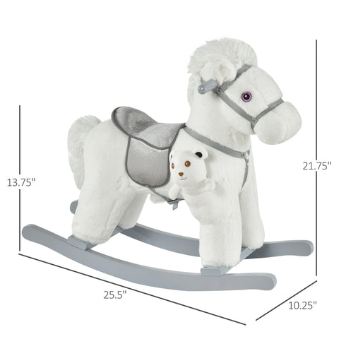 Plush Rocking Horse with Bear Toy and Realistic Sounds