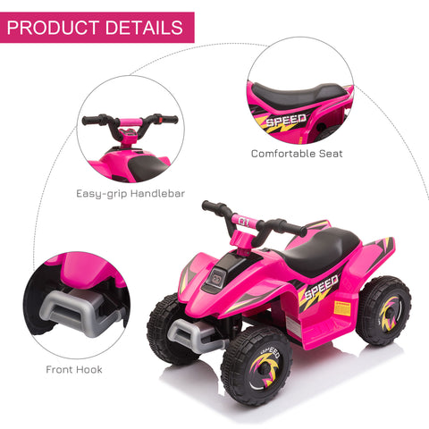 6V Kids ATV 4-Wheeler Ride-On Electric Quad Vehicle Pink