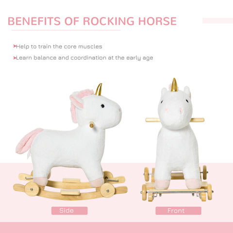 2-in-1 Kids Rocking Horse and Rolling Plush Unicorn Toy