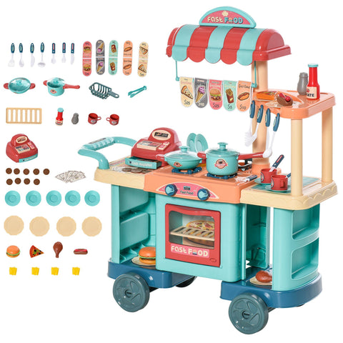 50-Piece Kids Kitchen Food Stand with Cash Register