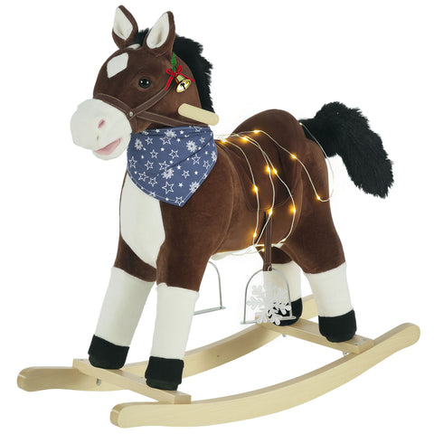 Plush Ride-On Rocking Horse Toy Cowboy Rocker with Realistic Sounds