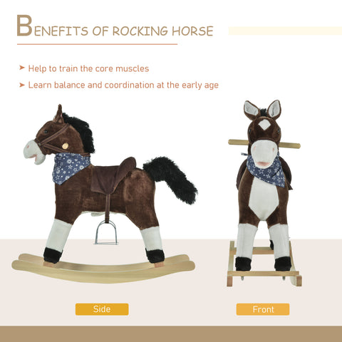 Plush Ride-On Rocking Horse Toy Cowboy Rocker with Realistic Sounds