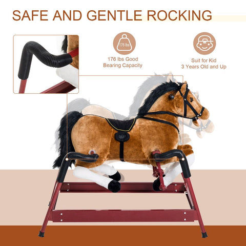 Kids Plush Spring Rocking Horse with Realistic Sounds