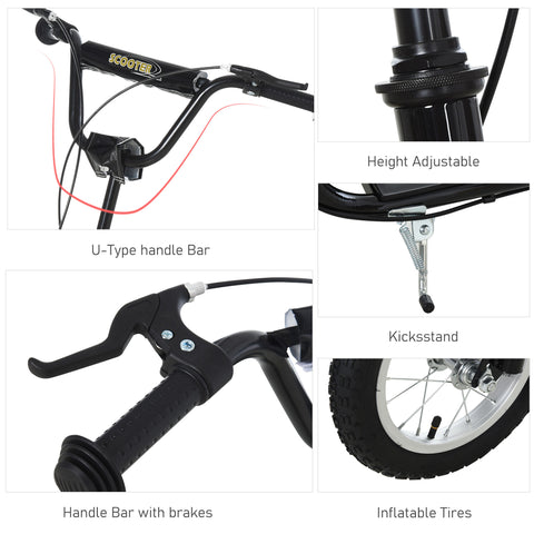Youth Dual-Brake Kick Scooter with 12-Inch Inflatable Wheels