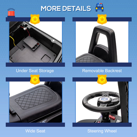 Kids Police Truck Push Ride-On Car with Working PA System