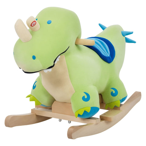 Kids Plush Ride-On Dinosaur Rocker with Realistic Sounds