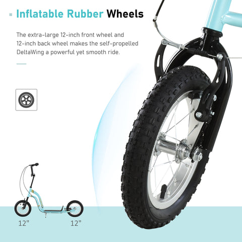 Youth Kick Scooter with Dual Brakes and 12-Inch Inflatable Wheels