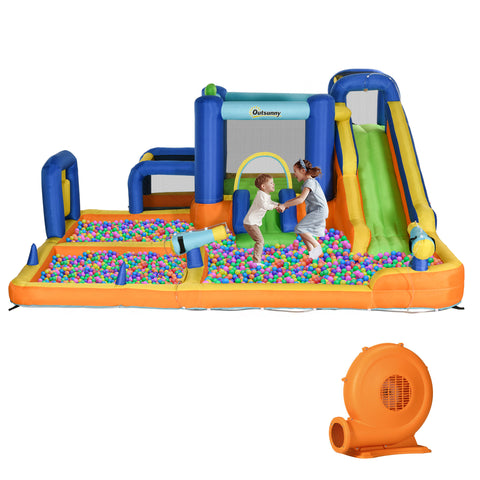 7-in-1 Inflatable Water Slide Bouncy Castle with Pool
