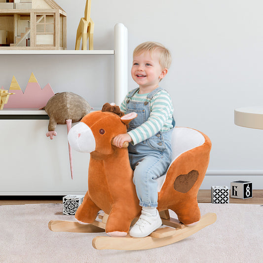 Kids Plush Rocking Horse Ride On Toy with Music