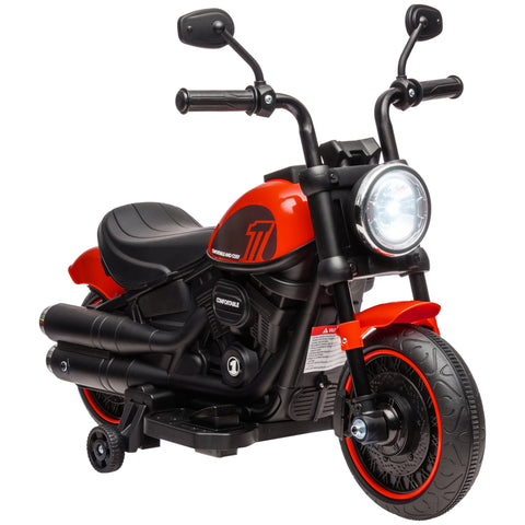 6V Kids Ride-On Motorcycle with Training Wheels and Headlight