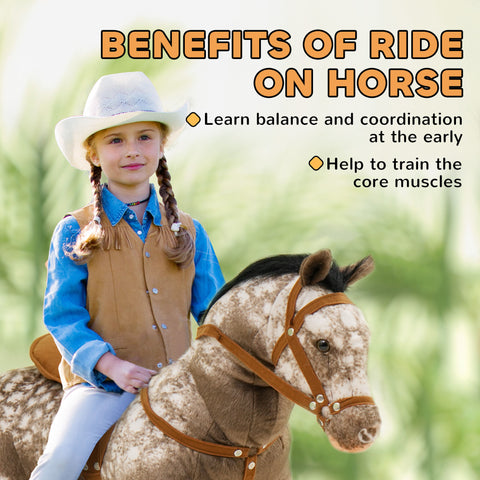 Kids Ride-On Horse Toy with Sound and Saddle for Ages 3-8