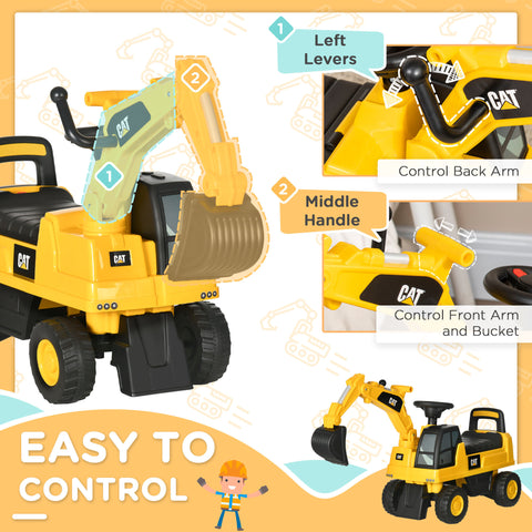 Kids Ride-On Excavator Construction Toy With Manual Shovel