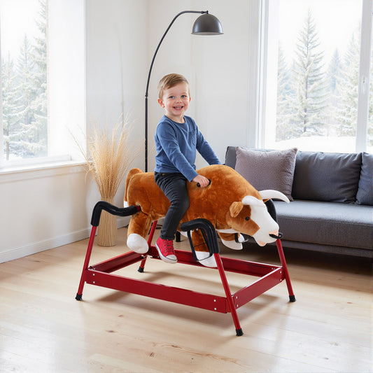 Kids Rodeo Bull Spring Rocking Horse with Realistic Sounds