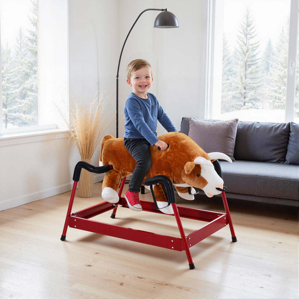 Kids Rodeo Bull Spring Rocking Horse with Realistic Sounds