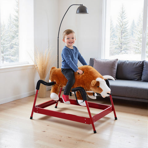 Kids Rodeo Bull Spring Rocking Horse with Realistic Sounds
