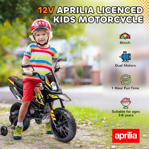 12V Electric Kids Ride-On Motorcycle with Training Wheels